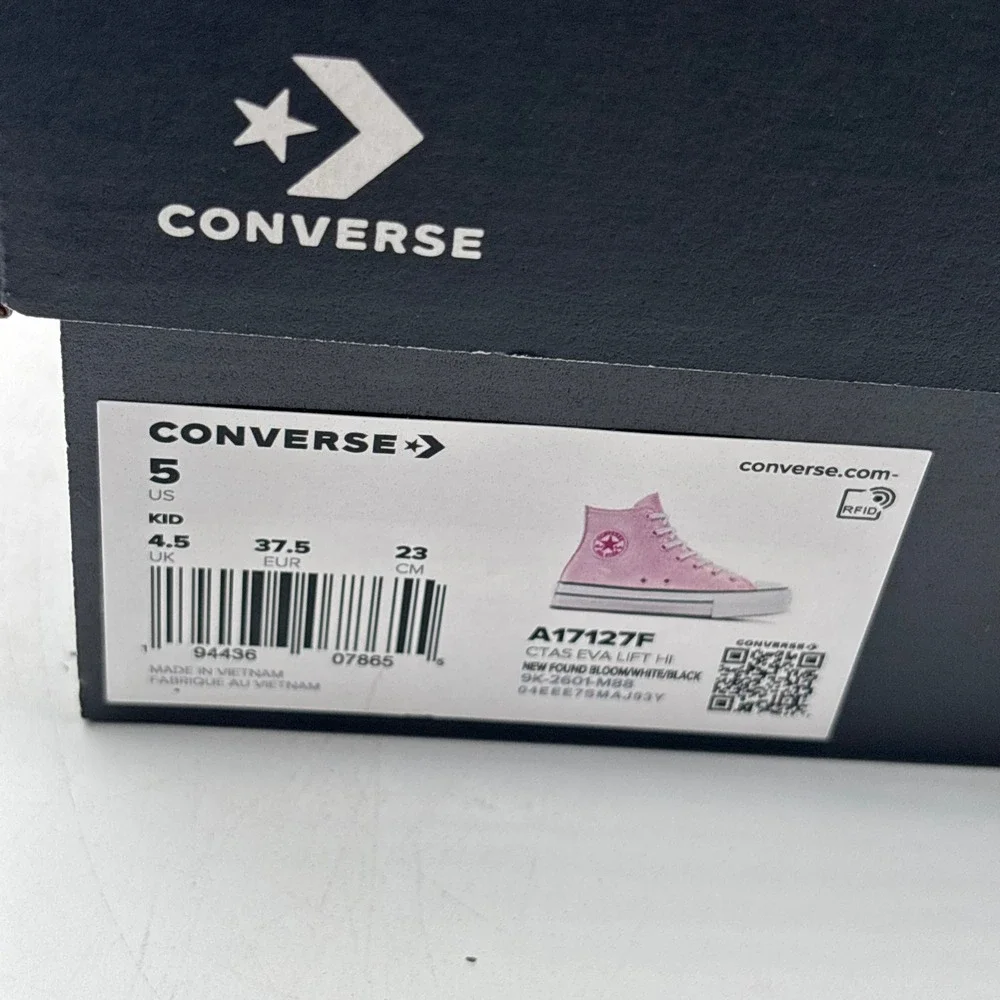 Converse CTAS EVA Lift Hi Shoes Kids Size 5 Pink White Platform A17127F